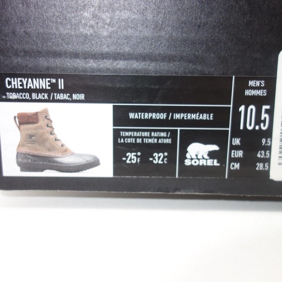 NEW Sorel Cheyanne II Waterproof Duck Boots Tabacco Brown Black Men\'s 10.5 main image 5